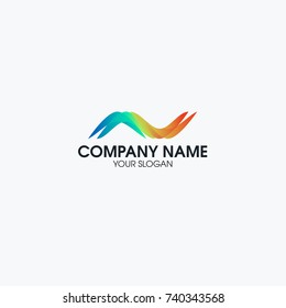 colorful wave shape AV audio visual for modern Sophisticated logo 