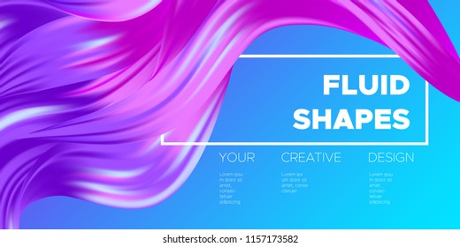 Colorful Wave Shapes. 3d Abstract Background. Trendy Vector Illustration EPS10 for Your Creative Art Design. Fluid Interweaving. Flow Poster with Abstract Bright Liquid Shapes in Futuristic Style.