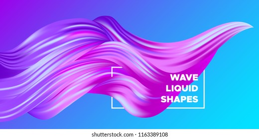 Colorful Wave Shapes. 3d Abstract Background. Trendy Vector Illustration EPS10 for Your Creative Art Design. Fluid Interweaving. Flow Poster with Abstract Bright Liquid Shapes in Futuristic Style.