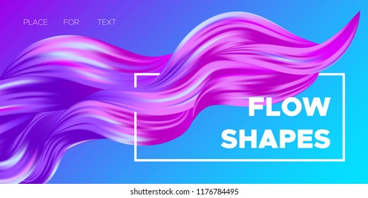 Colorful Wave Shapes. 3d Abstract Background. Trendy Vector Illustration EPS10 for Your Creative Art Design. Fluid Interweaving. Flow Poster with Abstract Bright Liquid Shapes in Futuristic Style.