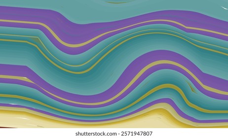 Colorful Wave Striped Background. Vibrant Colors Stripes. Fantasy Curl Lines, Cut of Gemstone. Wave stripe optical design. Mirror reflection motive. Abstract pattern for textile