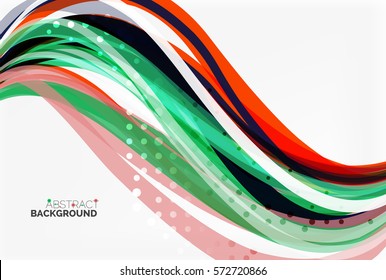 Farbige Wellenstreifen und -linien. Vektorvorlagenhintergrund für das Workflowlayout, -diagramm, -nummeroptionen oder Webdesign