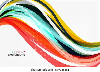 Bandas y líneas de olas coloridas. Fondo de plantilla de vector para diseño de flujo de trabajo, diagrama, opciones de número o diseño web