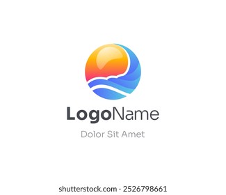 Onda colorida com gradiente do logotipo do sol