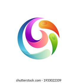 Colorful wave water logo template ready for use