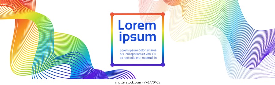 Colorful Waves Abstract Lines On White Background Soft Futuristic Smoothe Horizontal Banner Vector Illustration