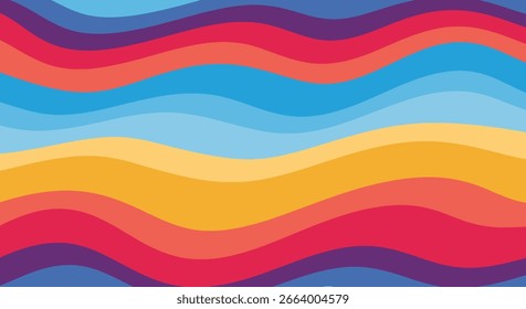 Farbige Wellen Hintergrund mit Retro-Kunst Flair für Grafiken und Designs