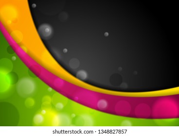 Olas coloridas con efecto bokeh fondo abstracto. Diseño de vectores