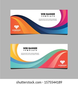 Colorful waves Business web banner design, Professional web banner design, banner design vector