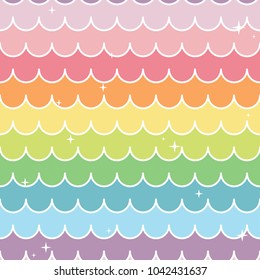 colorful waves and glitters. seamless pattern design. pastel and rainbow color concept. vector illustration.