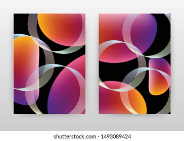 Colorful waves on rounds design of annual report, brochure, flyer, poster. Red orange black background vector illustration for flyer, leaflet, poster. Business abstract A4 brochure template.