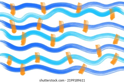 colorful waves painted by hand Hand drawn trendy minimal abstract pattern. Creative collage contemporary seamless pattern. Fashionable template for design.