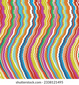 Patrón De Ondas Coloridas Sin Maravilla. Resumen Diseño Creatividad Fondo de Olas Coloridas, Ilustración vectorial con fondo rayado para su diseño. Estilo retro. 