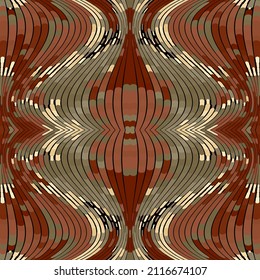 Colorful waves seamless pattern. Wavy mosaic ornamental vector background. Geometric repeat curves backdrop. Wavy lines,  abstract shapes. Trendy striped ornament. Grunge modern endless texture.