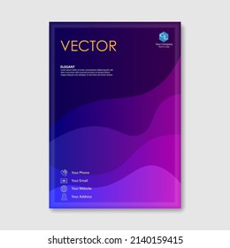 Ilustración vectorial de ondas coloridas con tema morado, rosa y azul para portada, afiche, banner, revista, reportaje, etc.