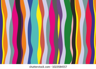 colorful waves, vertical curved lines pattern. striped wallpaper design concept. fashion texture. vector background