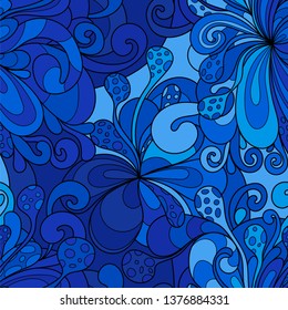 Colorful wavy abstract seamless pattern. Psychedelic art, vector illustration