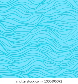 Colorful wavy background. Hand drawn waves. Stripe texture with many lines. Waved pattern. Colored illustration