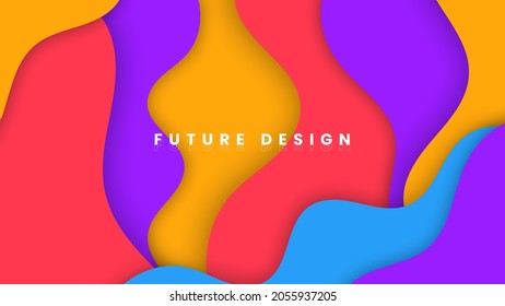 colorful wavy background with overlapping layer. Vector paper style