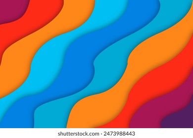 Colorful wavy background with overlapping layer
