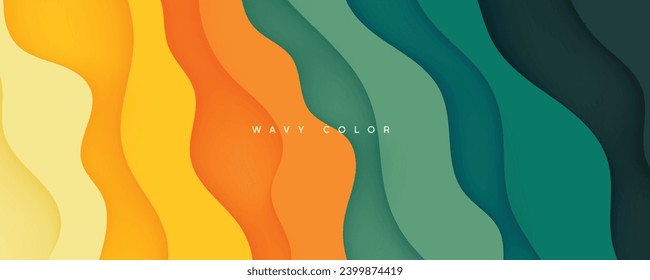 Colorful wavy background papercut shape concept design