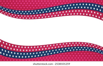 Colorful Wavy Background With Red, White, and Blue Stars Ideal for Patriotic Themes or Celebrations