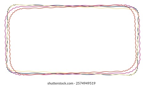Colorful Wavy Border Frame with a Blank White Space for Design, Text, or Creative Layout, Featuring a Multilayered Abstract Line Art Pattern