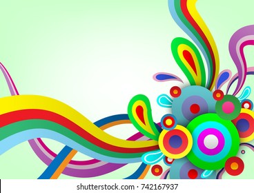 Colorful wavy and circle background