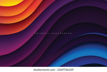 Colorful Wavy dimension layers background with bright color.