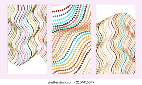 colorful wavy dot banners vector set
