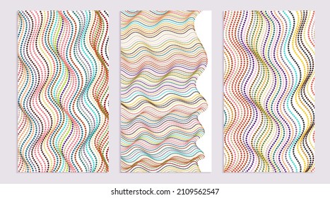 colorful wavy dot banners vector background set