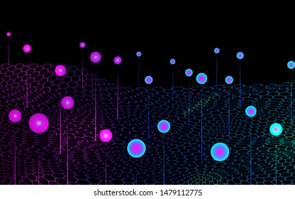 Colorful wavy dots circle and line concept background. Technology science shape for use element banner, cover, corporate advertising, wallpaper
