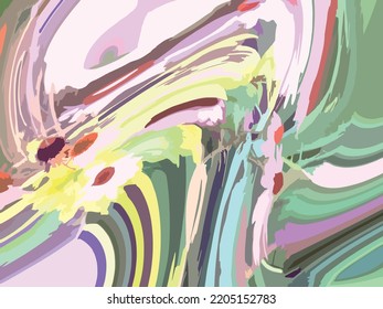 Colorful wavy floral background for fabrics or interior solutions. Multicolored twirled bursts for textile, holidays, events, fashion trends, scrapbooking, wallpaper, covers, etc. Summer floral motifs