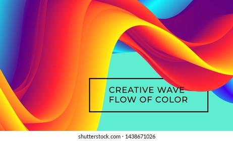 Colorful wavy flows of a fluid lines and liquid shapes with a smooth splash of color