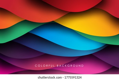 Colorful wavy fluid background. Dynamic textured geometric element. Modern gradient light vector illustration.