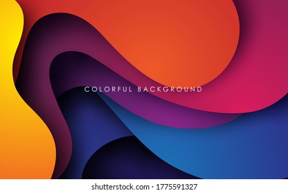 Colorful wavy fluid background. Dynamic textured geometric element. Modern gradient light vector illustration.