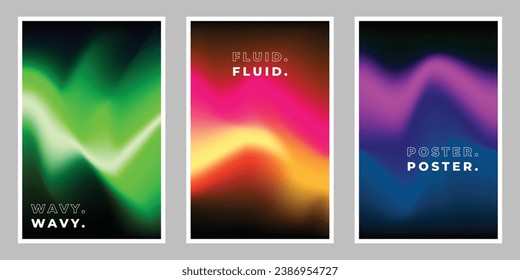 Colorful wavy and fluid gradient mesh background template copy space bundle. Vibrant and smooth color gradation backdrop design. Blurred background for poster, banner, or catalog.