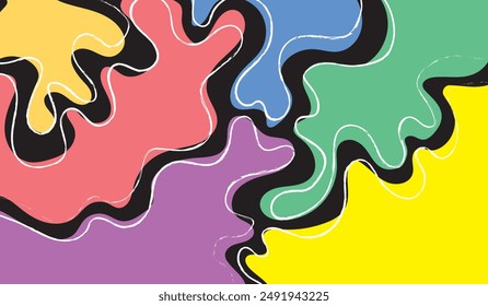 Colorful wavy geometry abstract background.Trendy vector illustration in retro style of 60s, 70s..