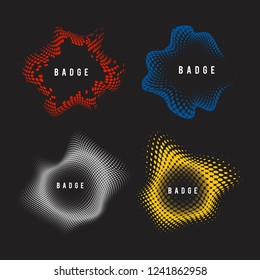 Colorful wavy halftone badges vector set