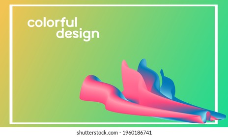 Colorful wavy lines, 3d abstraction. Colorful substance, similar to chewing gum
