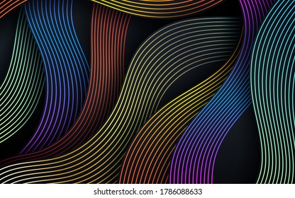 Colorful wavy lines background. Dynamic textured element. Modern gradient light vector illustration.