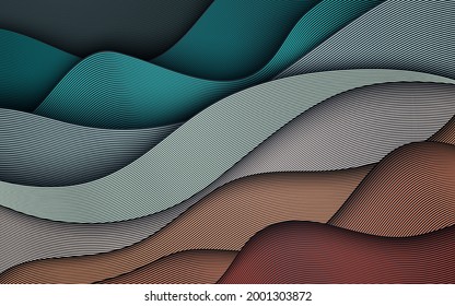 Colorful wavy lines background. Dynamic textured element. Modern gradient light vector illustration.