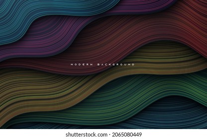 Colorful wavy lines background. Dynamic textured element. Modern gradient light vector illustration.