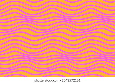 Colorful wavy lines pattern. Poster with coloring waves. Curvy shapes, impression painting concept. Abstract smooth geometric texture. Optical illusion background, aesthetic print vector illustration