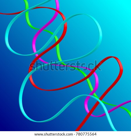 colorful wavy lines with place for text 3D illustration