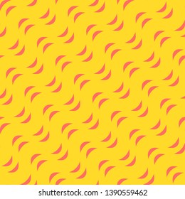 Colorful wavy lines seamless pattern. Vector texture with bright waves, diagonal curved stripes. Modern abstract yellow and coral background. Repeat design for decor, covers, wallpapers, fabric, print