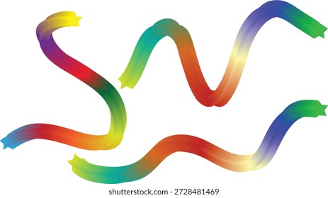Bunte wellenförmige Linien mit Sternenspitzen schaffen ein lebendiges abstraktes digitales Kunstdesign