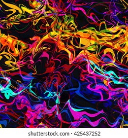 Colorful wavy lines twisted into a spiral. As colored smoke or fibers. Abstract seamless pattern