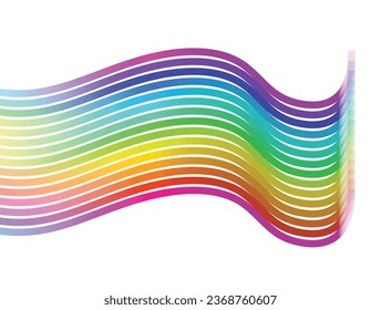 Colorful and wavy lines vector. Rainbow fluid stripes background.