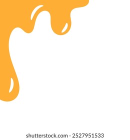 colorful wavy liquid corner. melting slime design element. abstract honey dripping pattern for packaging design. flowing melted caramel on white background. dripping yellow paint.